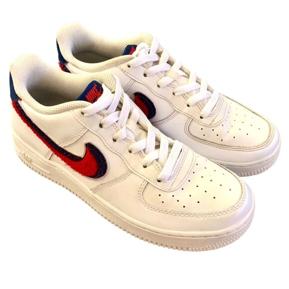 Nike Air Force 1 3D Chenille Swoosh Low Top Sneakers White Red 5.5Y Y2K Classic - Picture 3 of 12